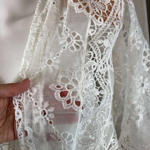 New NWT Bronx and Banco Adele Gown White Lace Maxi Dress XSmall XS Sheer Eyelet - Picture 6 of 16